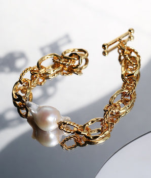 Chunky Chain Freshwater Pearl Bracelet